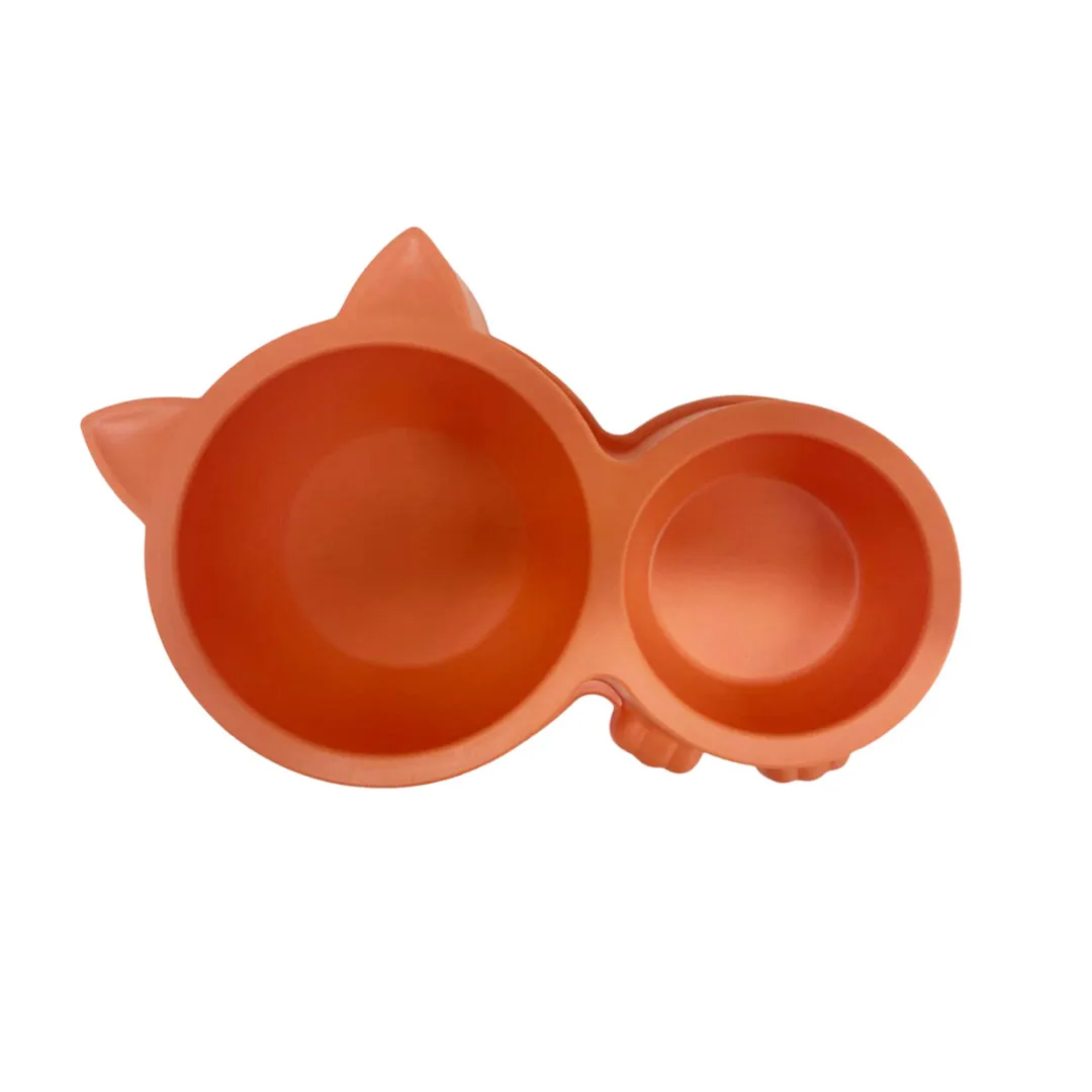 Comedouro e Bebedouro Cara de Gato Laranja GR223911 Pet Next