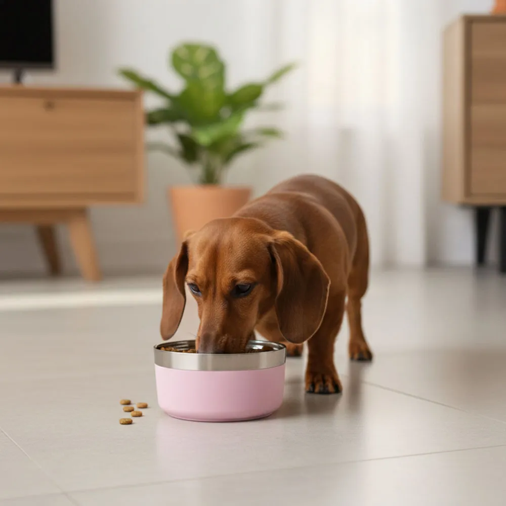 Comedouro Inoxidável Rosa Pequeno para Cães GR223937 Pet Next