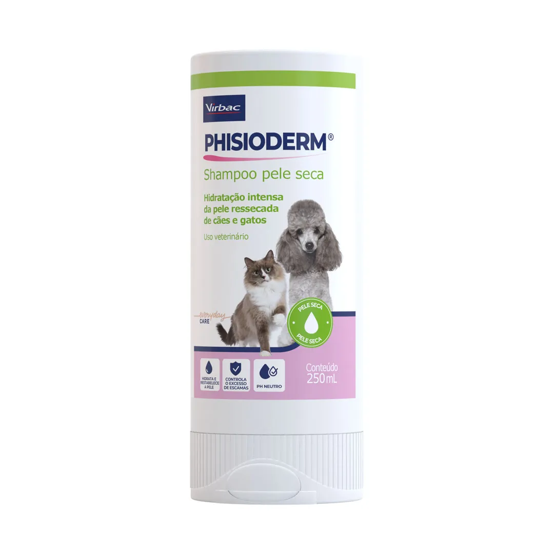 Shampoo Phisioderm Virbac Pele Seca para Cães e Gatos 250ml
