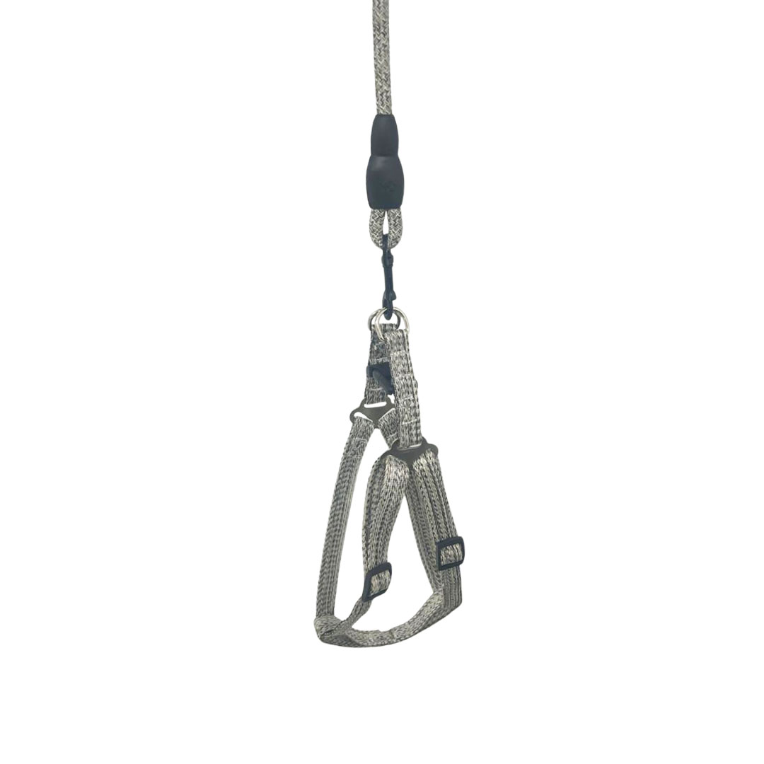 Peitoral Nylon Cinza com Guia Corda 1,2m para Cães GR222119 Pet Next