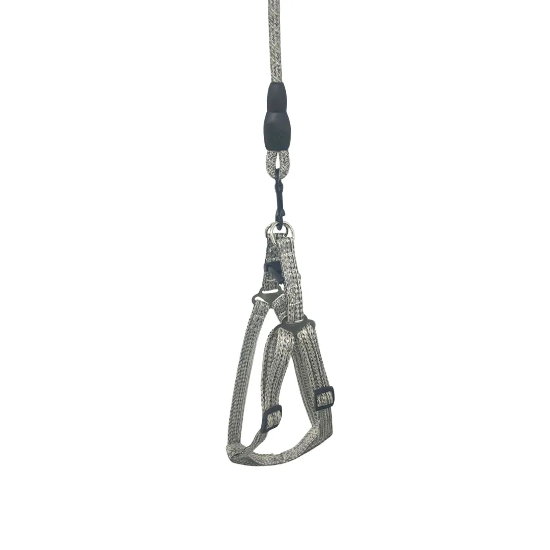 Peitoral Nylon Cinza com Guia Corda 1,2m para Cães GR222119 Pet Next