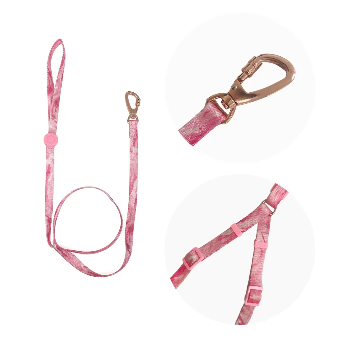 Peitoral Y Rosa Fashion com Guia 1,5cm para Cães GR223897 Pet Next