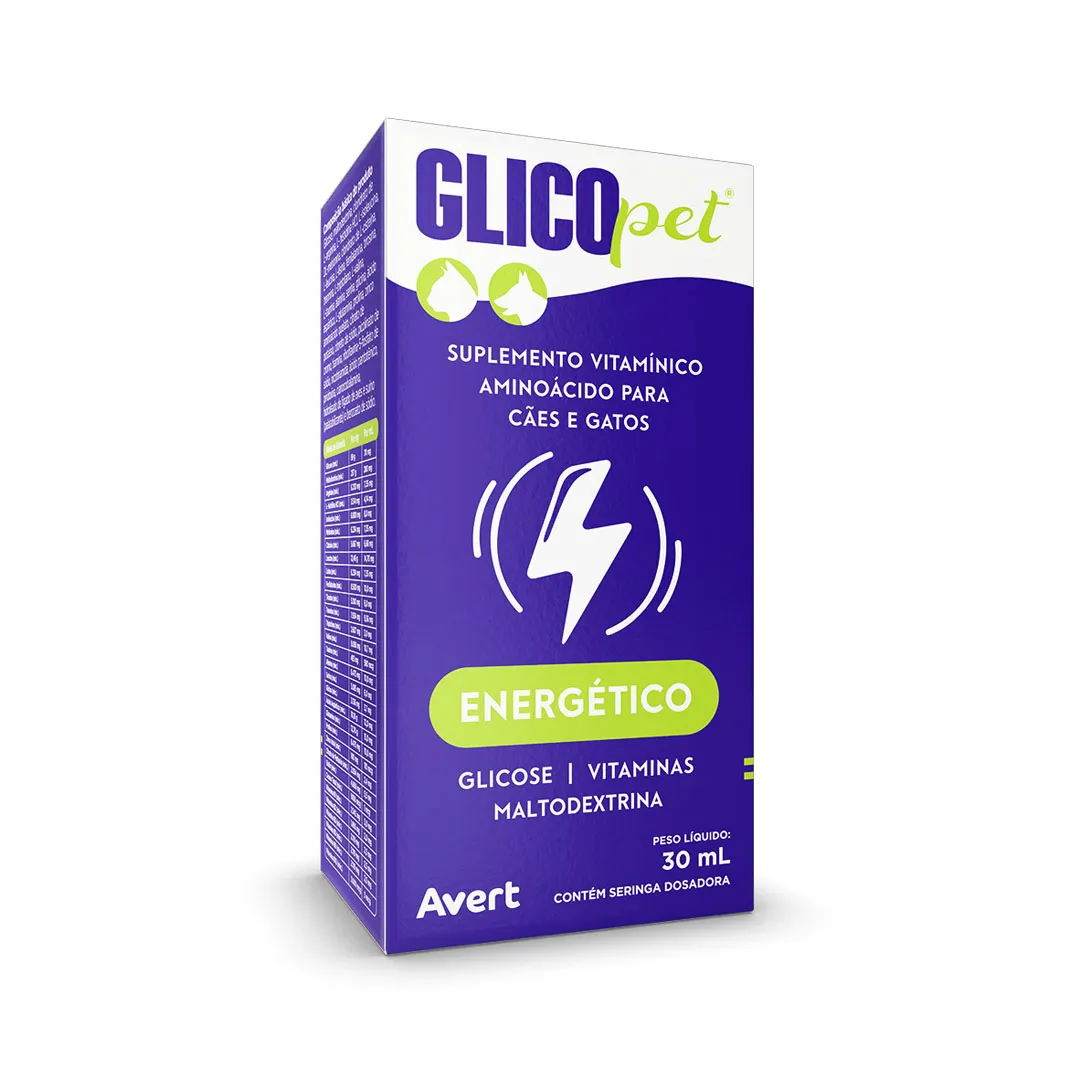 Suplemento Vitamínico Glicopet para Cães e Gatos 30ml Avert