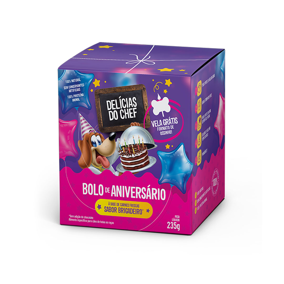 Bolo de Aniversário Delicias do Chef Sabor Brigadeiro 235g