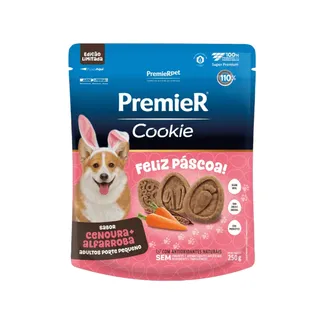 Premier Cookie Páscoa para Cães Adultos de Pequeno Porte Sabor Cenoura e Alfarroba 250g
