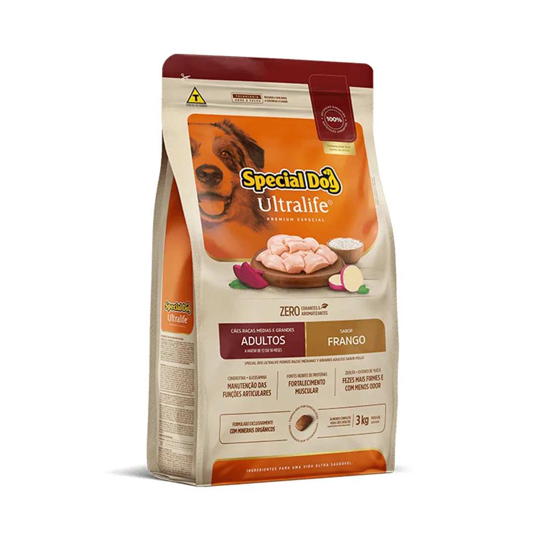 Ração Special Dog Ultralife para Cães Adultos de Raças Médias e Grandes Sabor Frango 3Kg