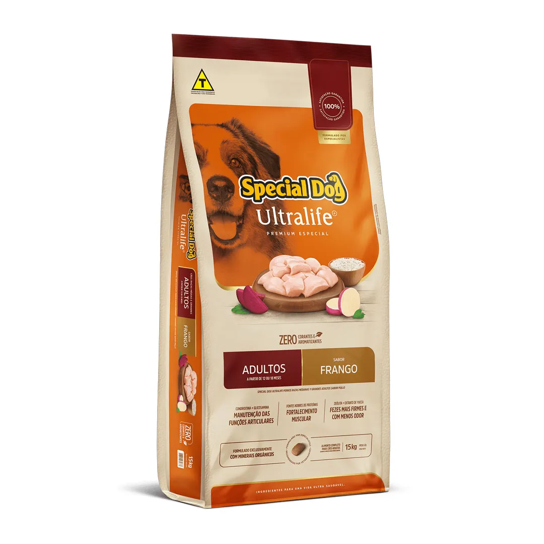 Ração Special Dog Ultralife para Cães Adultos de Raças Médias e Grandes Sabor Frango 15Kg
