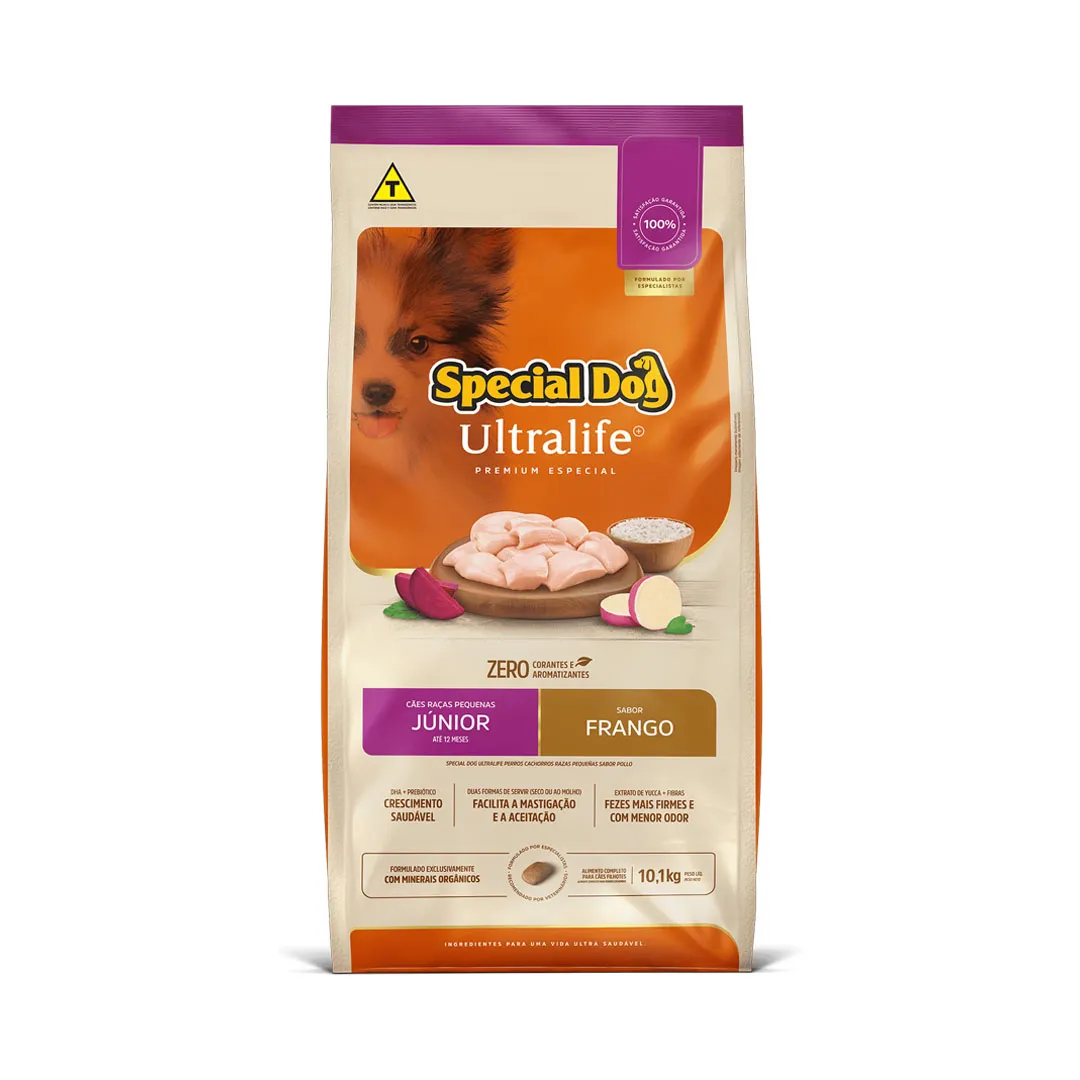 Ração Special Dog Ultralife Júnior para Cães Fillhotes de Raças Pequenas Sabor Frango 10,1Kg