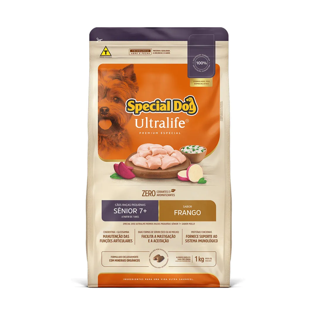 Ração Special Dog Ultralife para Cães Adultos Sênior 7+ de Raças Pequenas Sabor Frango 1Kg