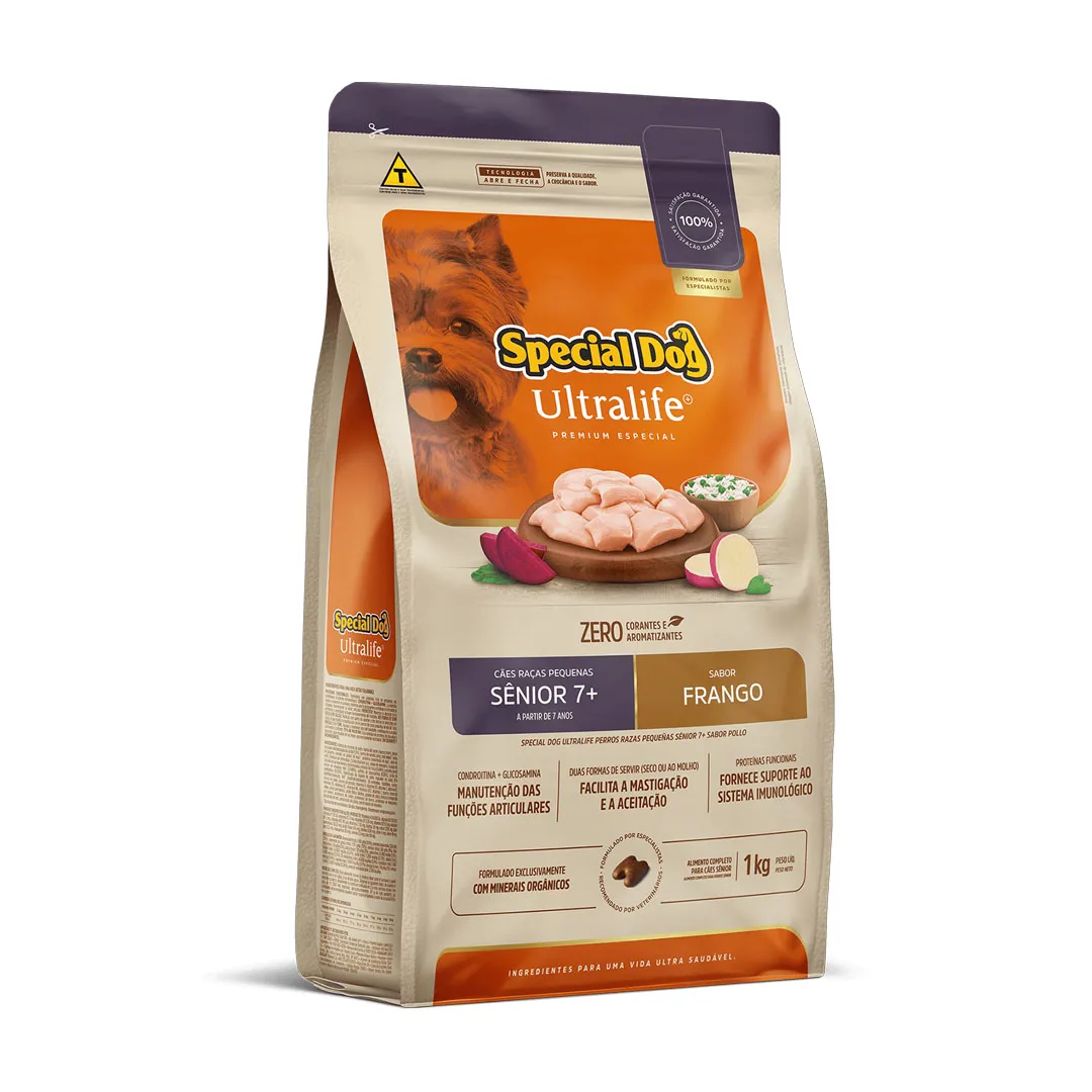 Ração Special Dog Ultralife para Cães Adultos Sênior 7+ de Raças Pequenas Sabor Frango 1Kg
