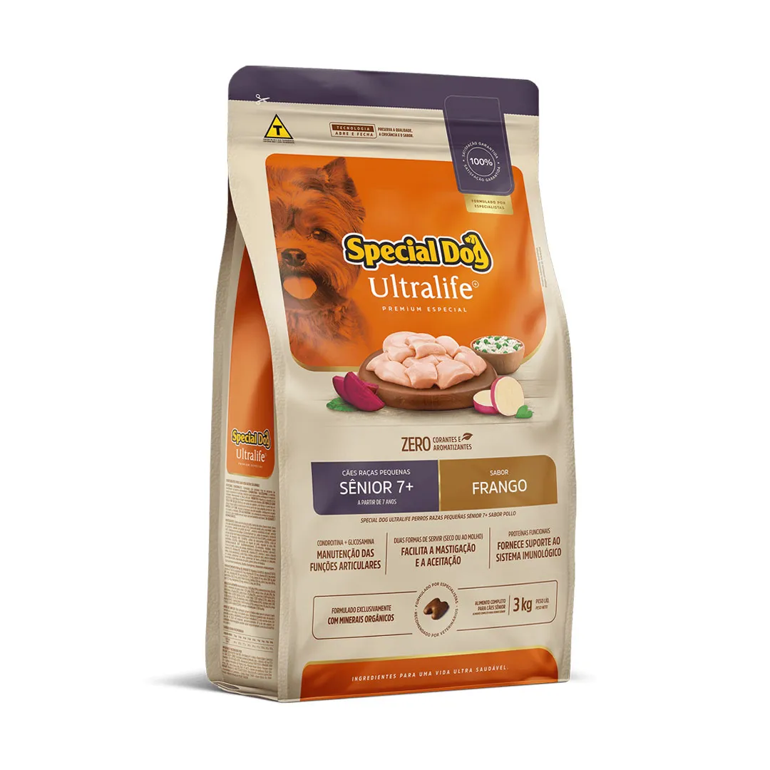 Ração Special Dog Ultralife para Cães Adultos Sênior 7+ de Raças Pequenas Sabor Frango 3Kg