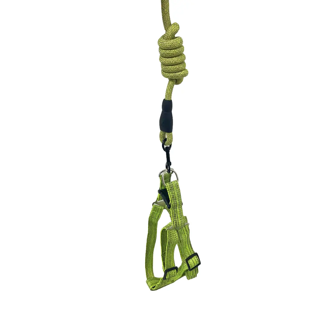 Peitoral Nylon Verde com Guia Corda 1,2cm para Cães GR223903 Pet Next