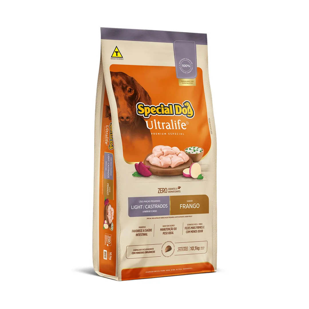 Ração Special Dog Ultralife Light/Castrados para Cães Adultos de Raças Pequenas Sabor Frango 10,1Kg