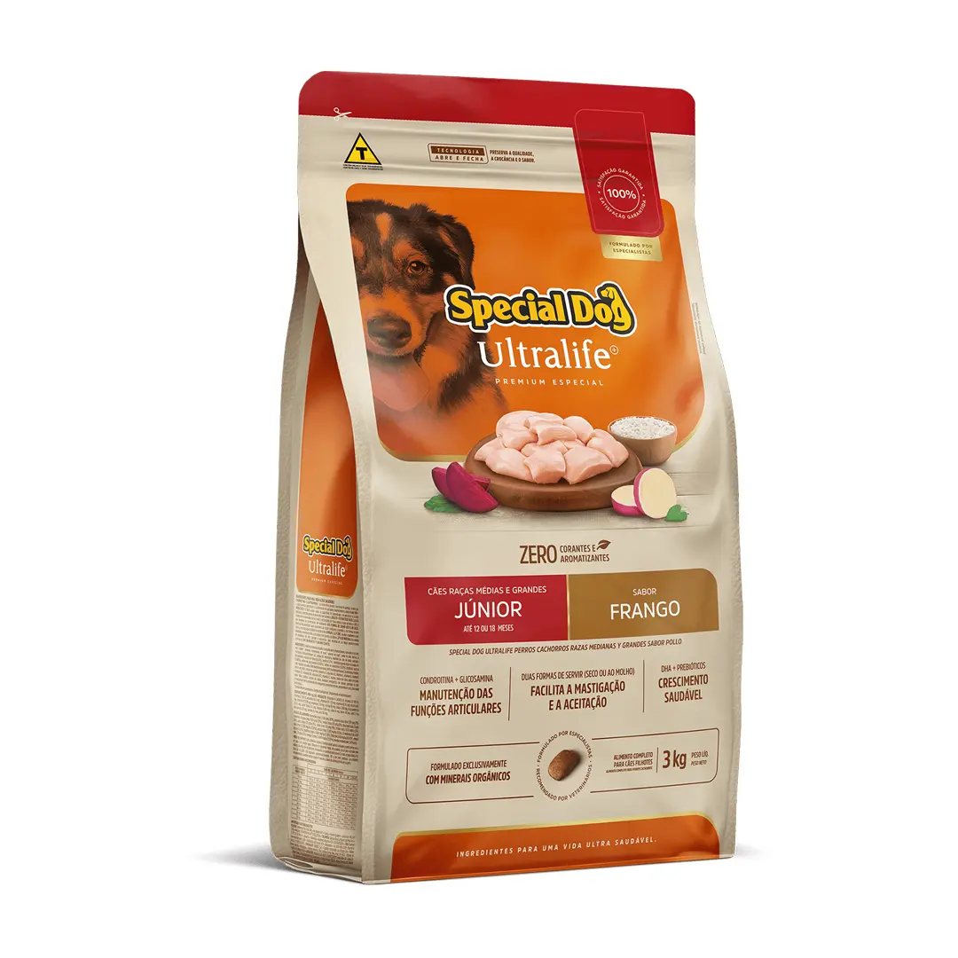 Ração Special Dog Ultralife para Cães Filhotes de Raças Médias e Grandes Sabor Frango 3Kg