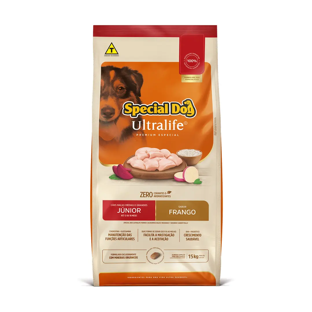 Ração Special Dog Ultralife para Cães Filhotes de Raças Médias e Grandes Sabor Frango 15Kg