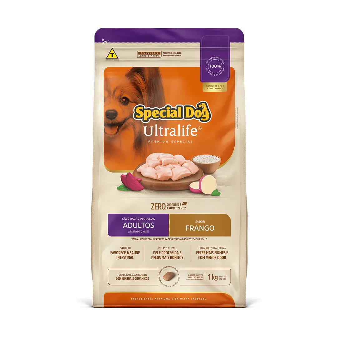 Ração Special Dog Ultralife para Cães Adultos de Raças Pequenas Sabor Frango 1Kg