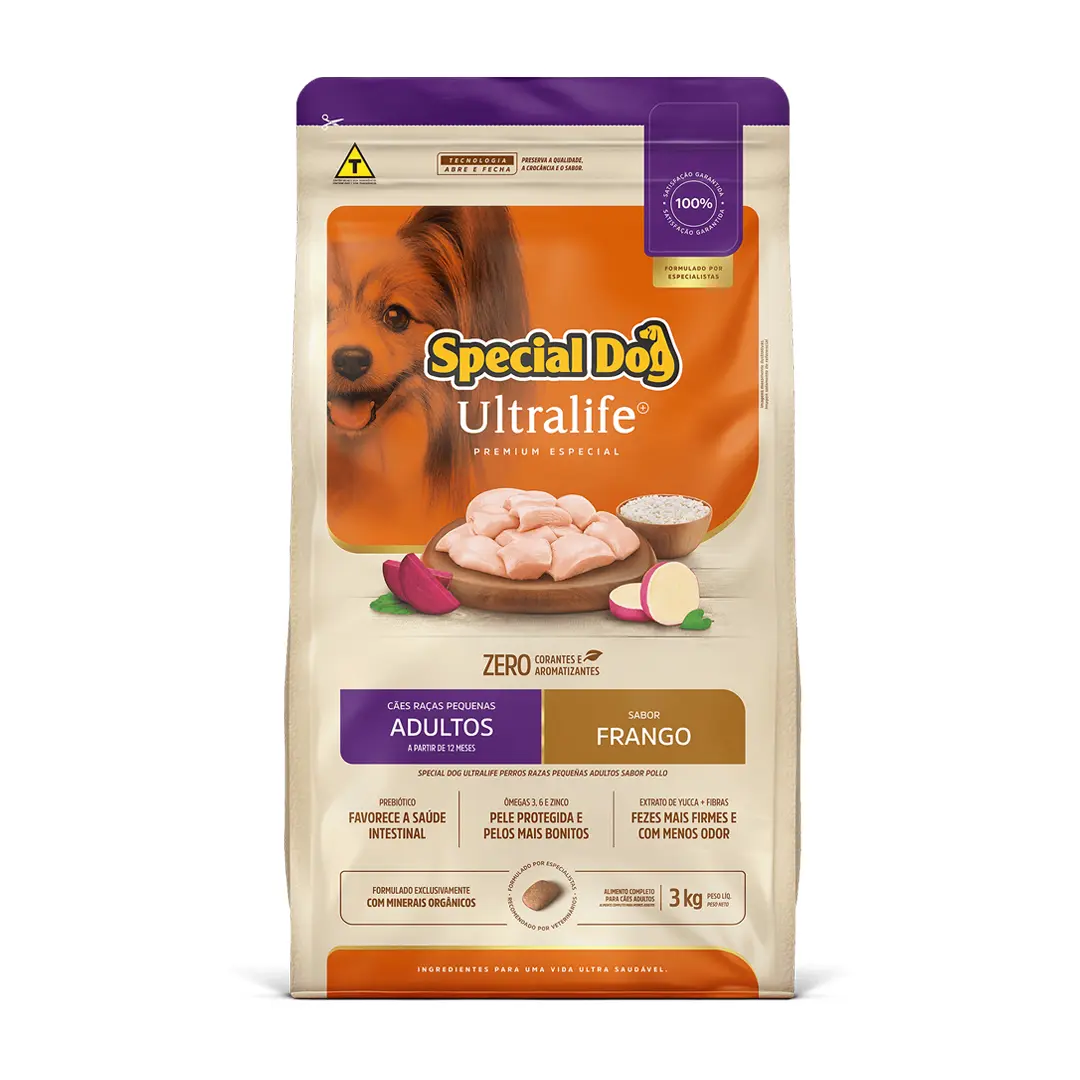 Ração Special Dog Ultralife para Cães Adultos de Raças Pequenas Sabor Frango 3Kg