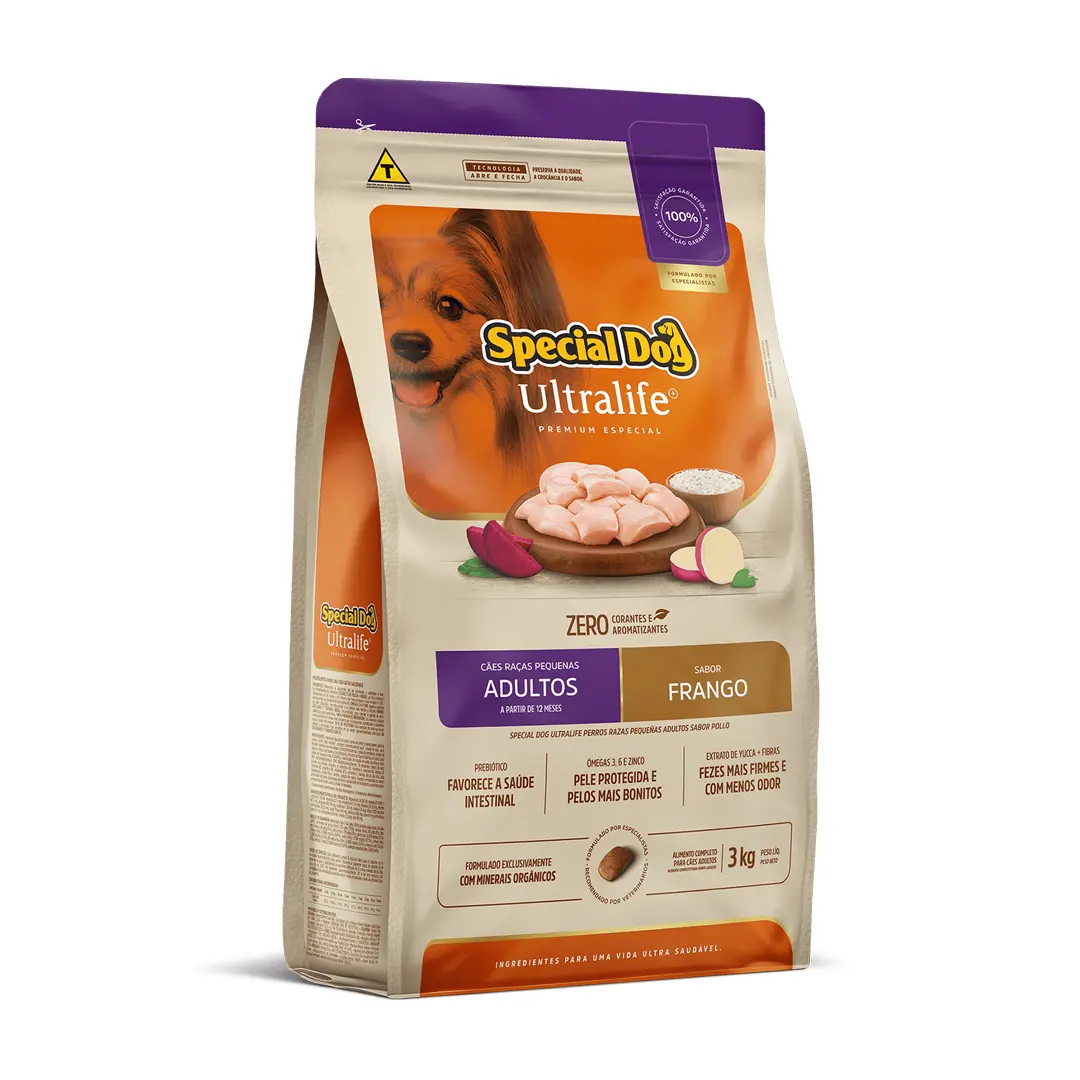 Ração Special Dog Ultralife para Cães Adultos de Raças Pequenas Sabor Frango 3Kg