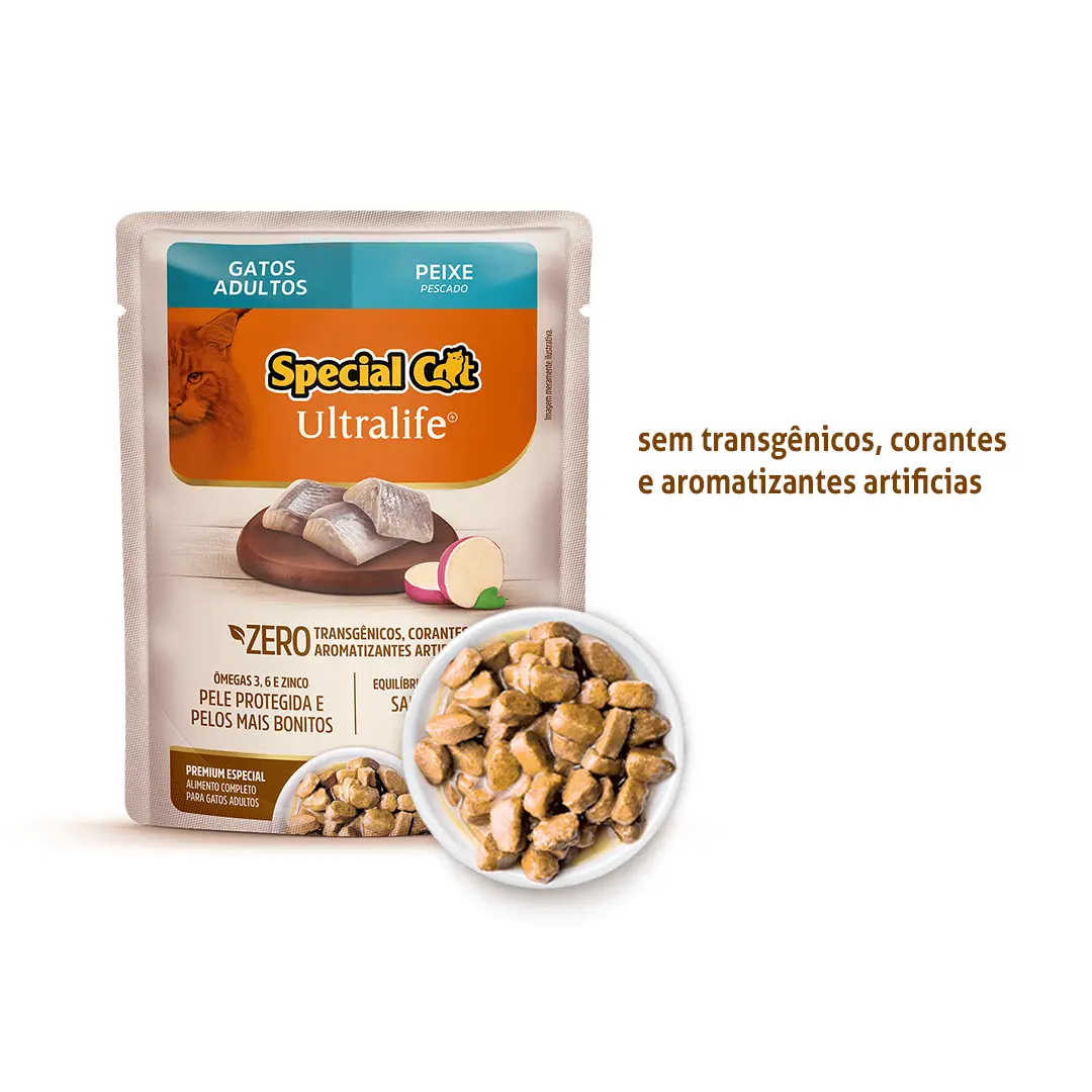 Ração Úmida Special Cat Ultralife Sachê para Gatos Adultos Sabor Peixe 85g