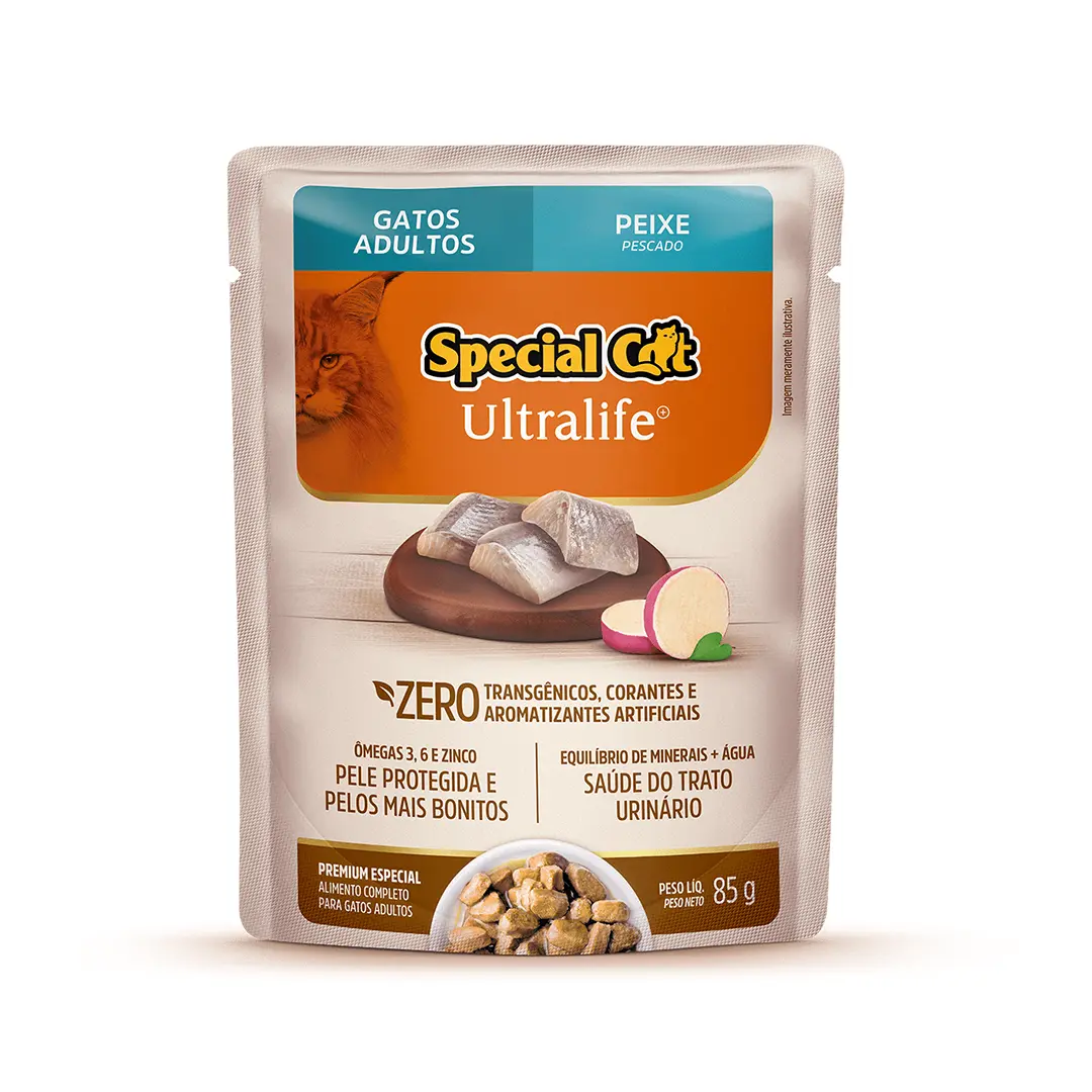 Ração Úmida Special Cat Ultralife Sachê para Gatos Adultos Sabor Peixe 85g