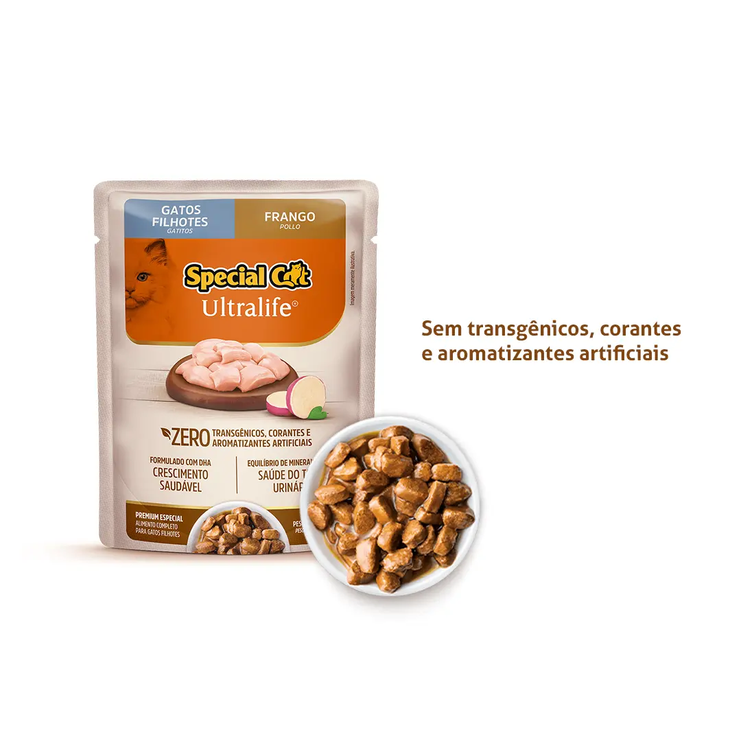 Ração Úmida Special Cat Ultralife Sachê para Gatos Filhotes Sabor Frango 85g