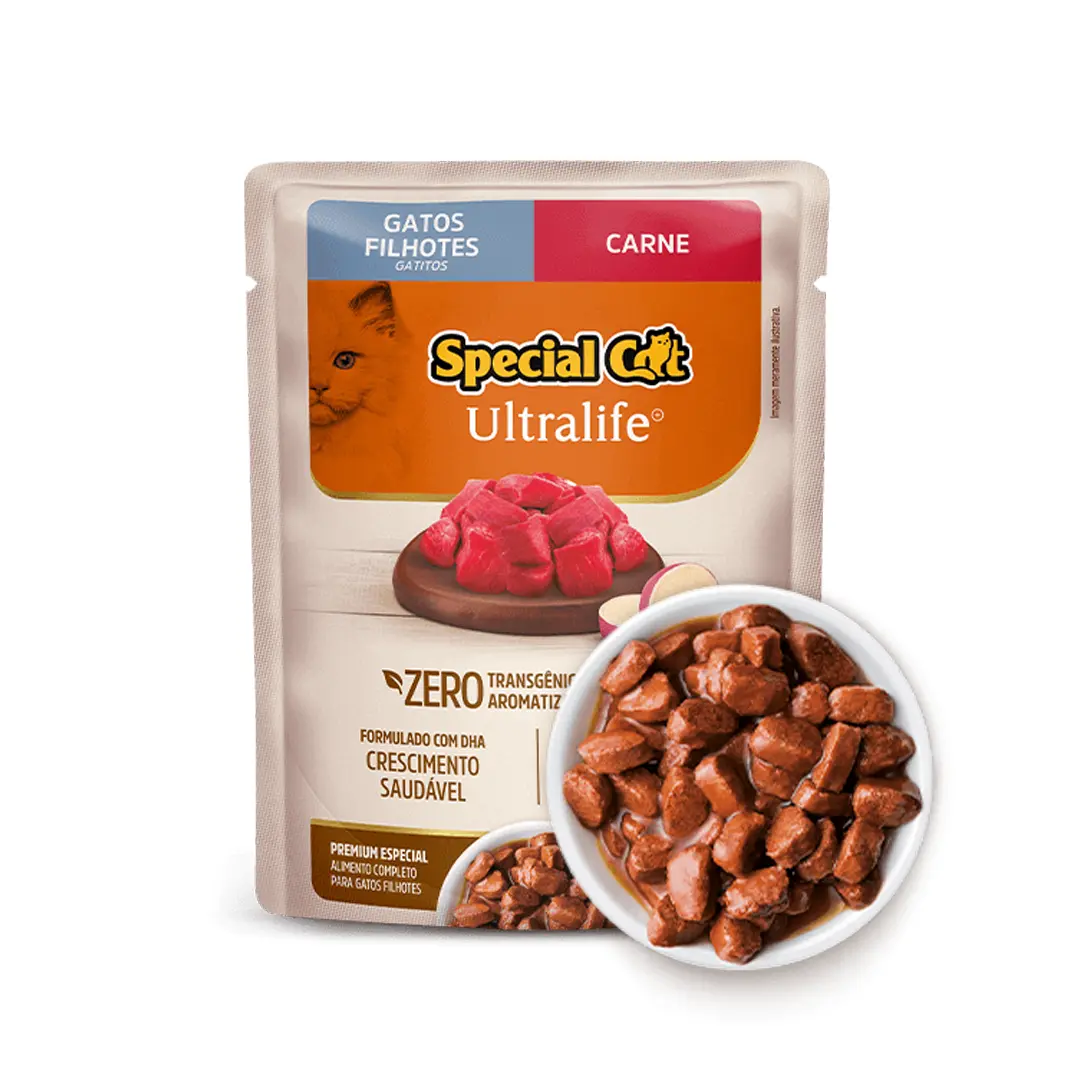 Ração Úmida Special Cat Ultra Life Sachê para Gatos Filhotes Sabor Carne 85g