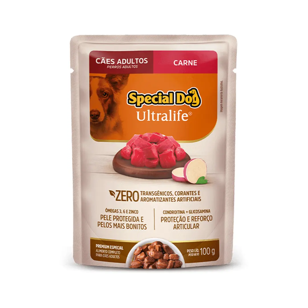 Ração Úmida Special Dog Ultra Life Sachê para Cães Adultos Sabor Carne 100g