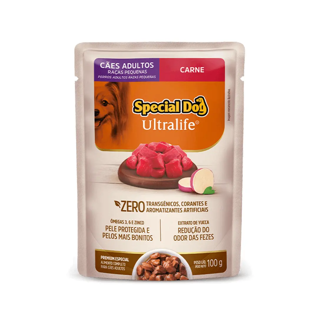 Ração Úmida Special Dog Ultra Life Sachê para Cães Adultos de Raças Pequenas Sabor Carne 100g