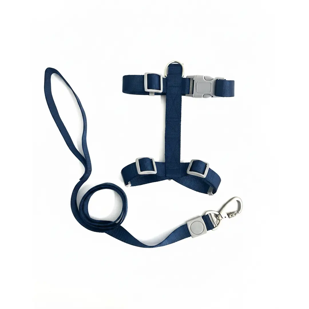 Peitoral H Liso 2,5cm Azul Escuro com Guia para Cães GR223870 Pet Next