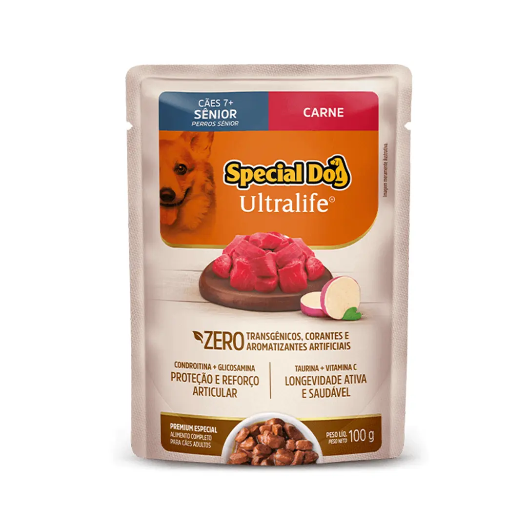 Ração Úmida Special Dog Ultra Life Sachê para Cães Sênior Sabor Carne 100g