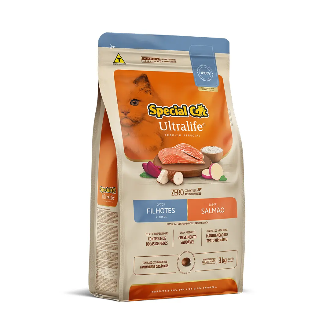 Ração Special Cat Ultralife para Gatos Filhotes Sabor Salmão 3Kg
