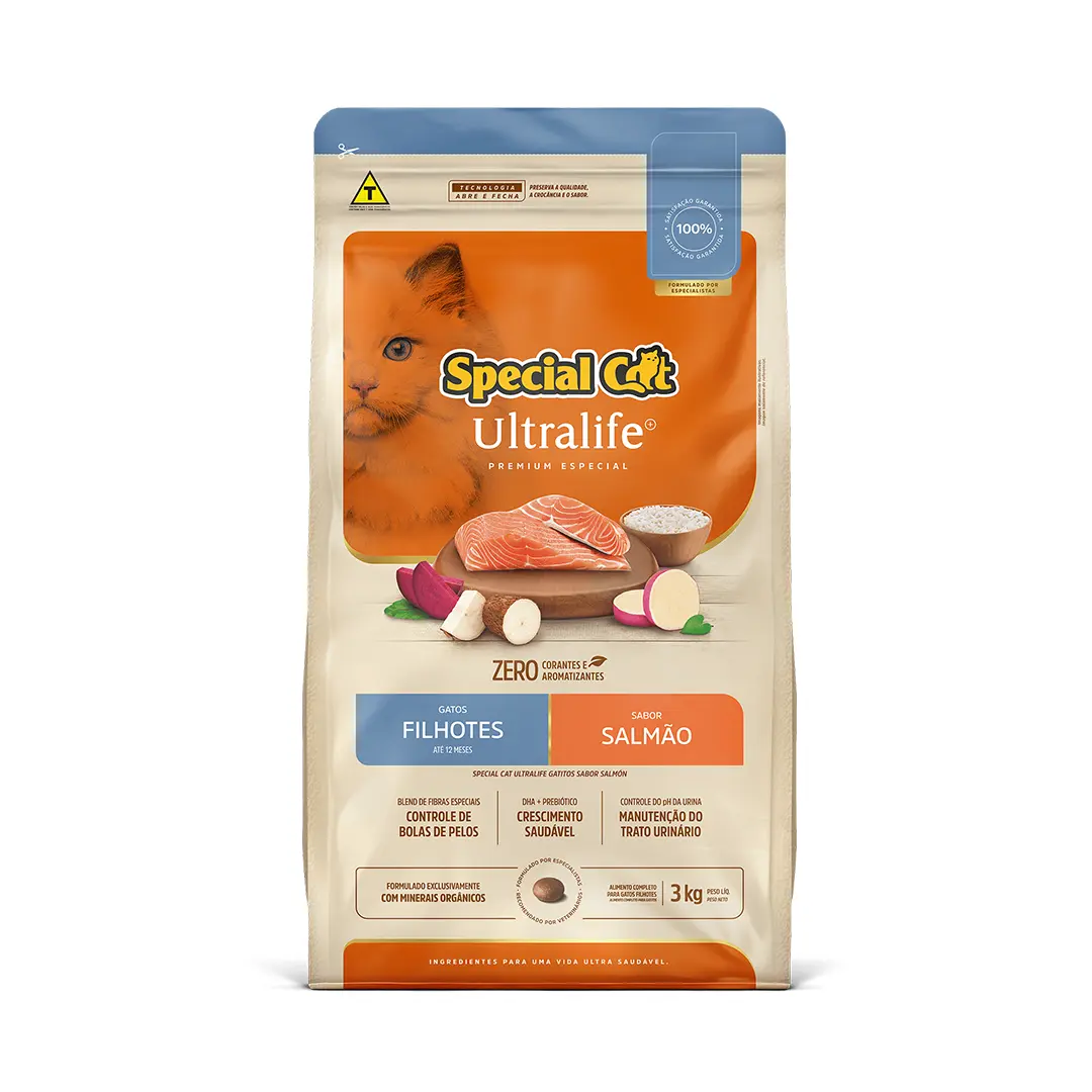 Ração Special Cat Ultralife para Gatos Filhotes Sabor Salmão 3Kg