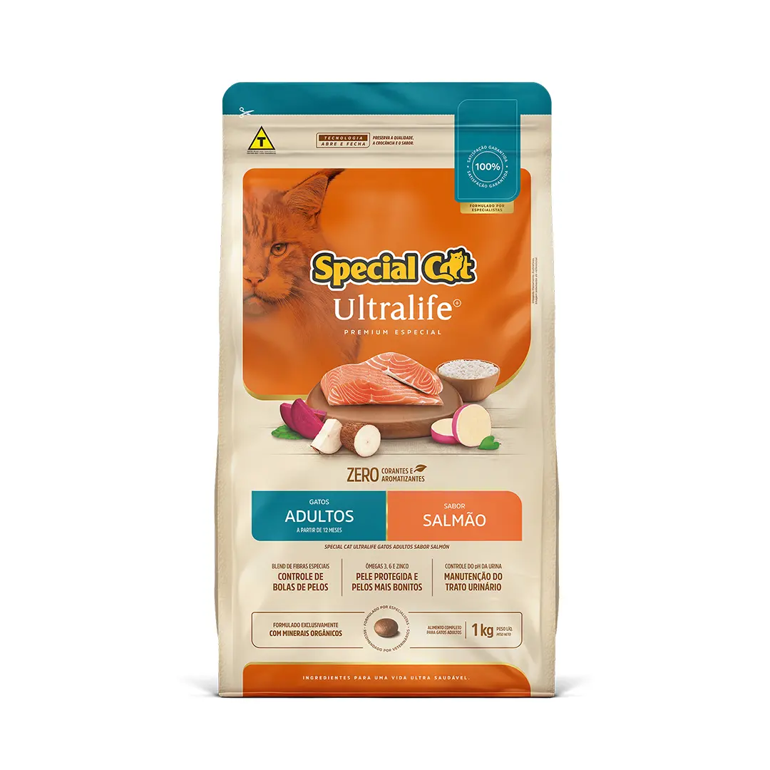 Ração Special Cat Ultralife para Gatos Adultos Sabor Salmão 1Kg