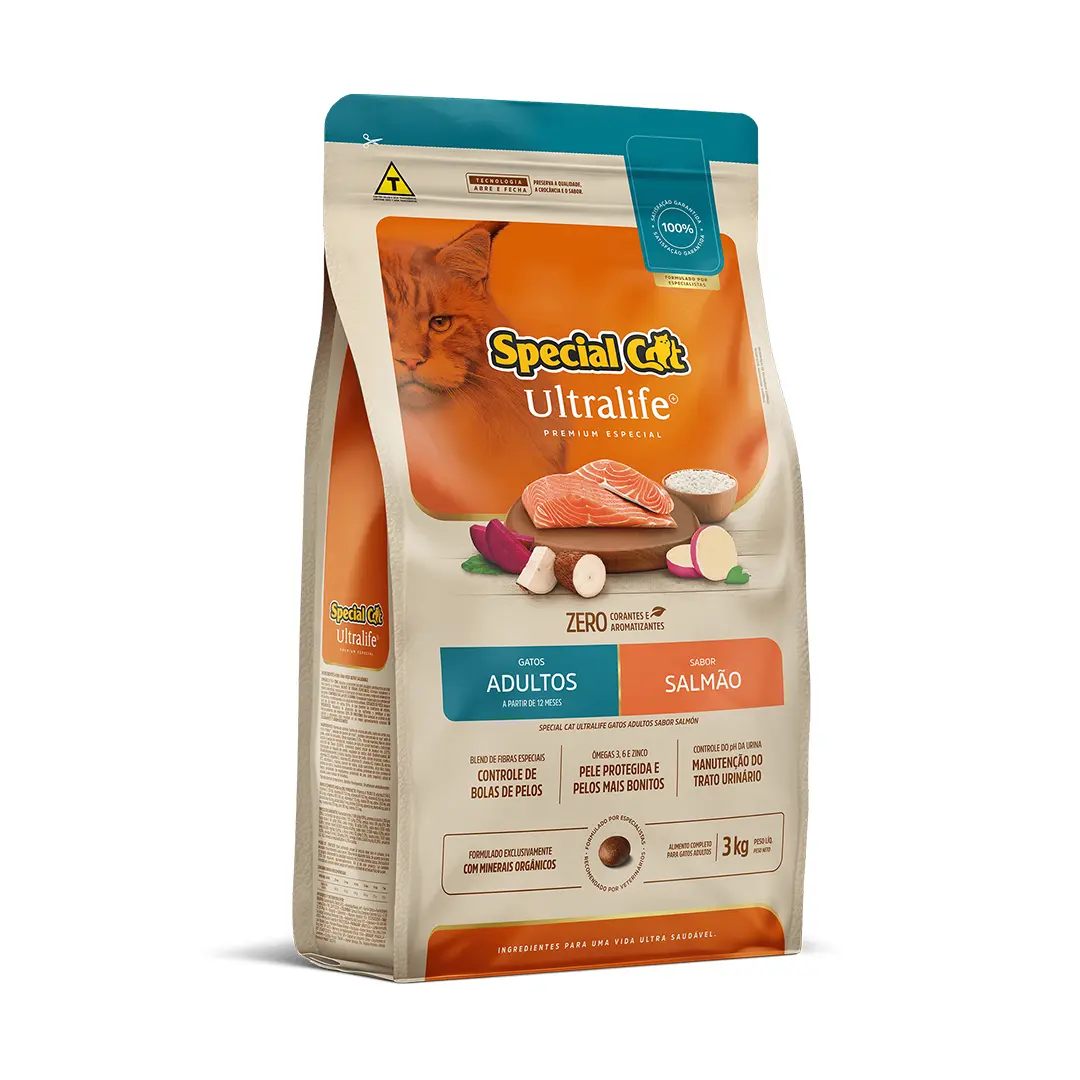 Ração Special Cat Ultralife para Gatos Adultos Sabor Salmão 3Kg