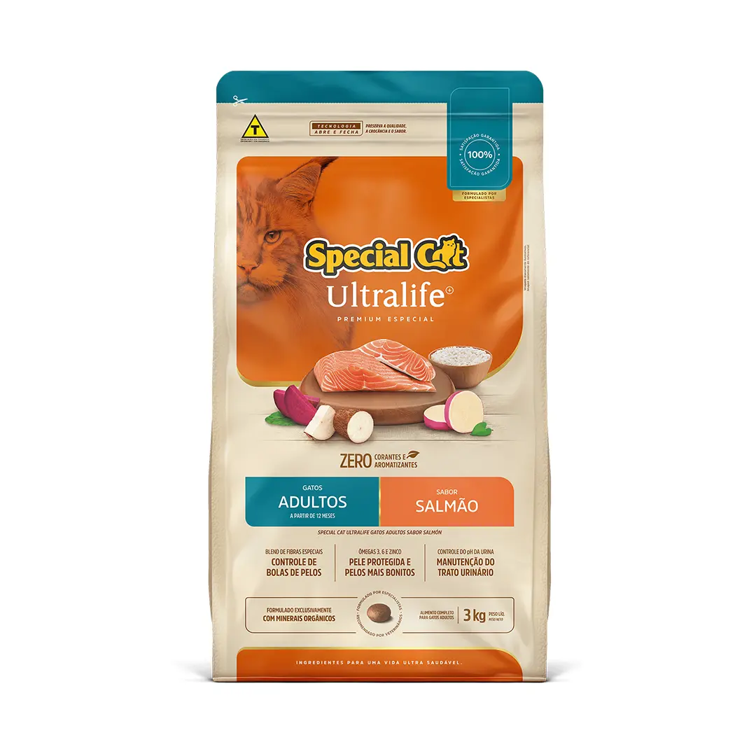 Ração Special Cat Ultralife para Gatos Adultos Sabor Salmão 3Kg