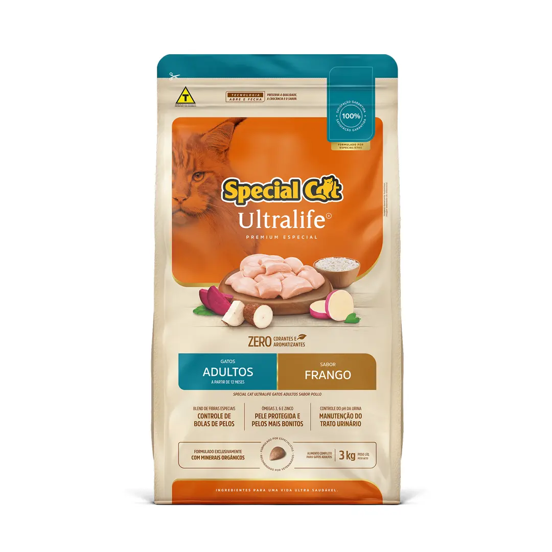 Ração Special Cat Ultralife para Gatos Adultos Sabor Frango 3Kg