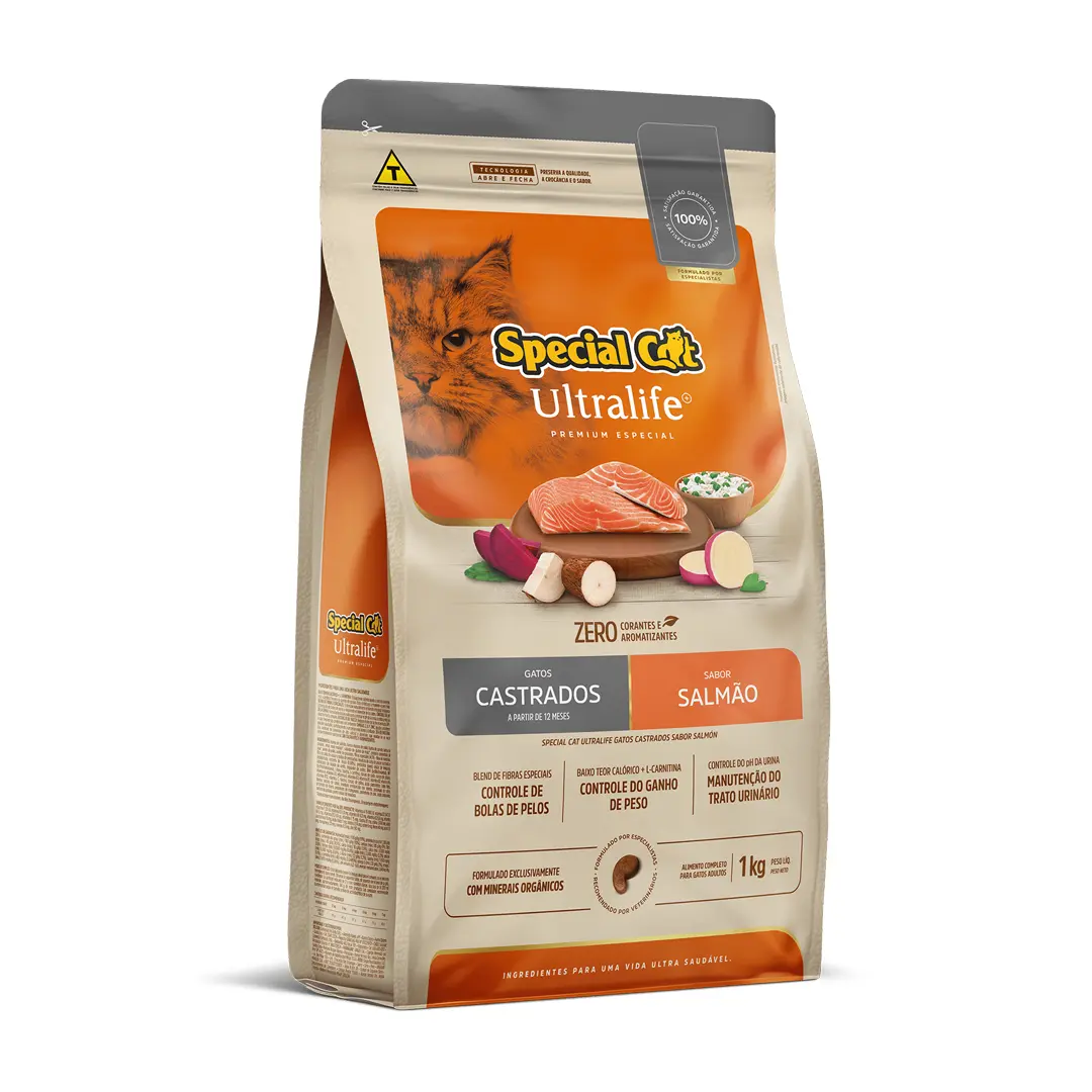 Ração Special Cat Ultralife para Gatos Castrados Sabor Salmão 1Kg
