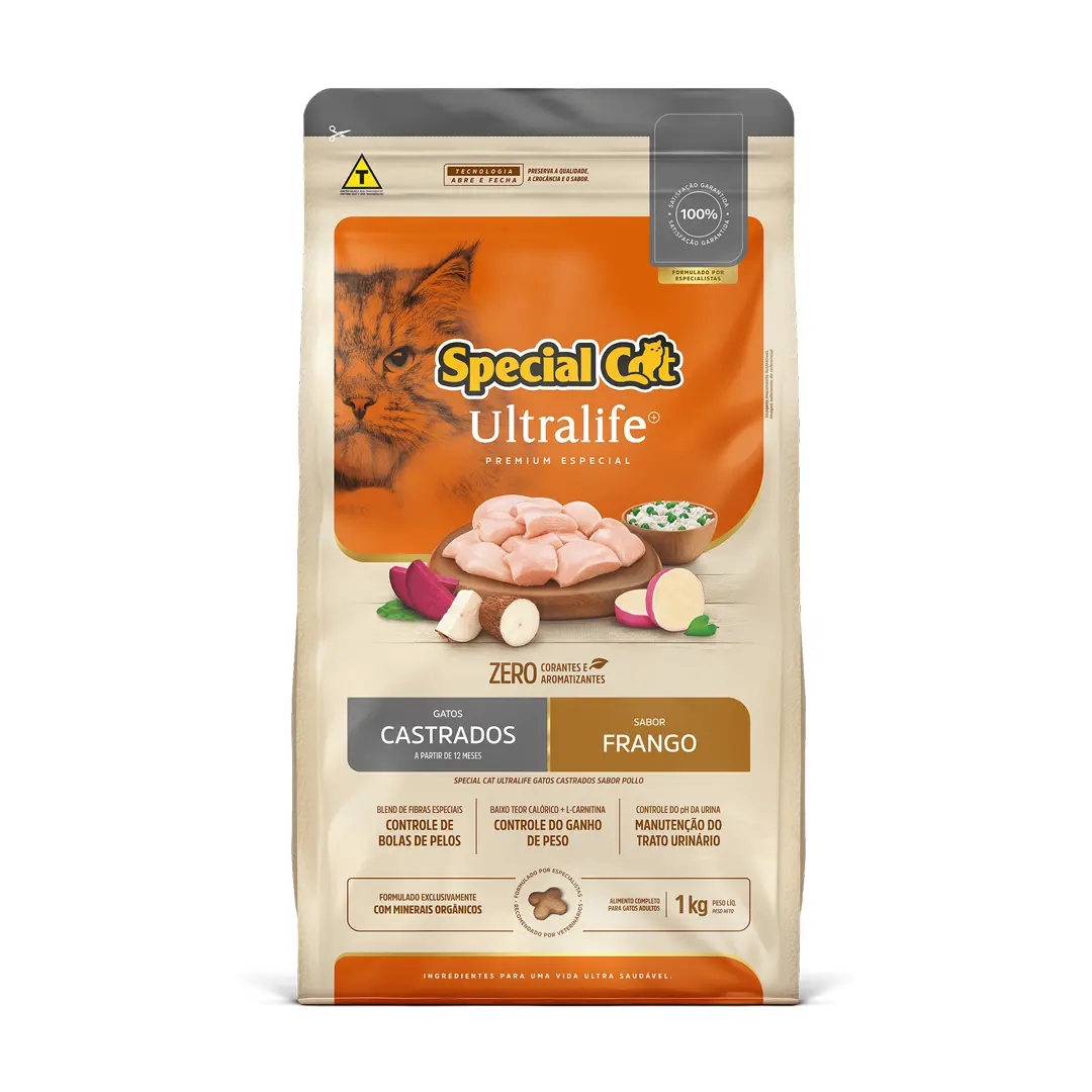 Ração Special Cat Ultralife para Gatos Castrados Sabor Frango 1Kg