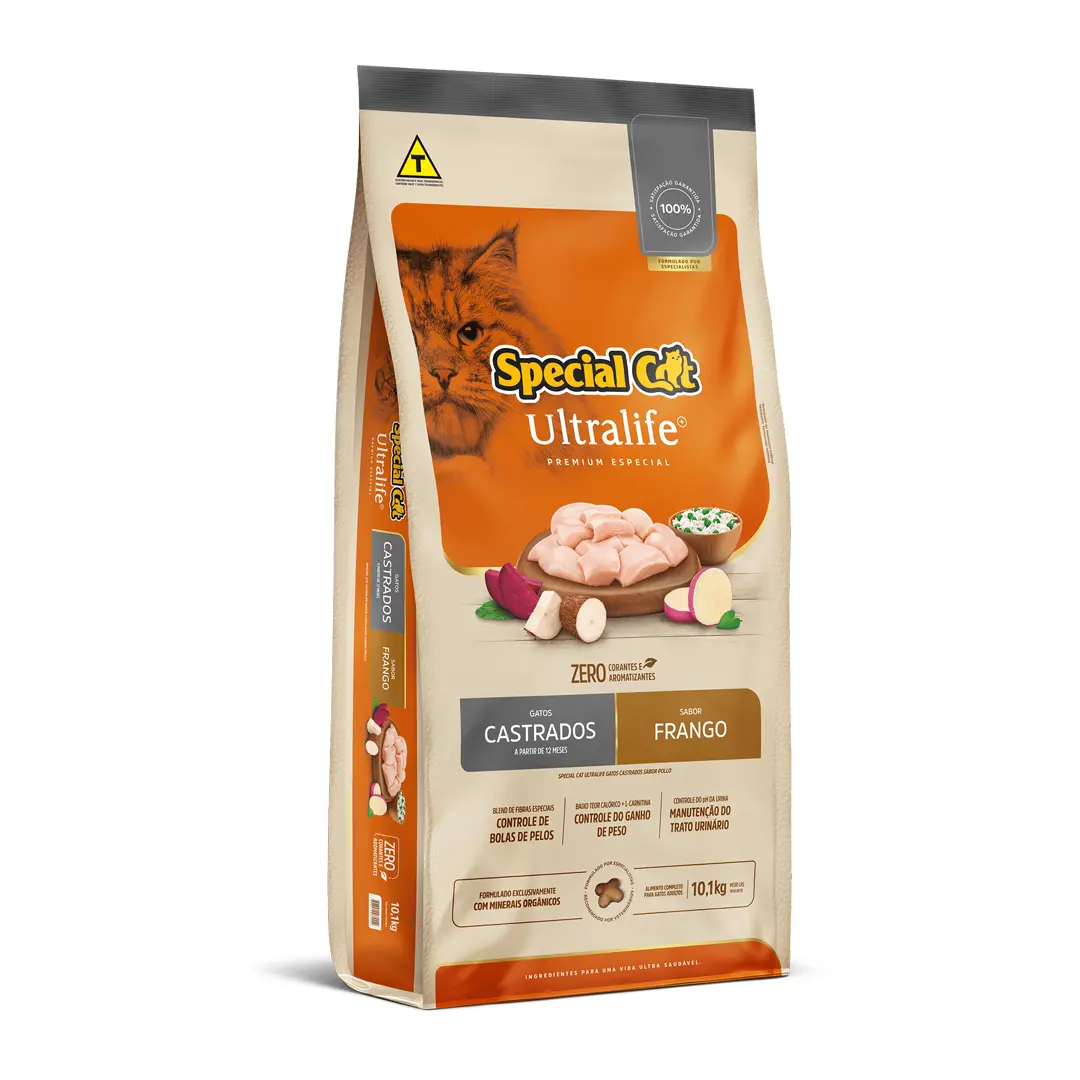 Ração Special Cat Ultralife para Gatos Castrados Sabor Frango 10,1Kg