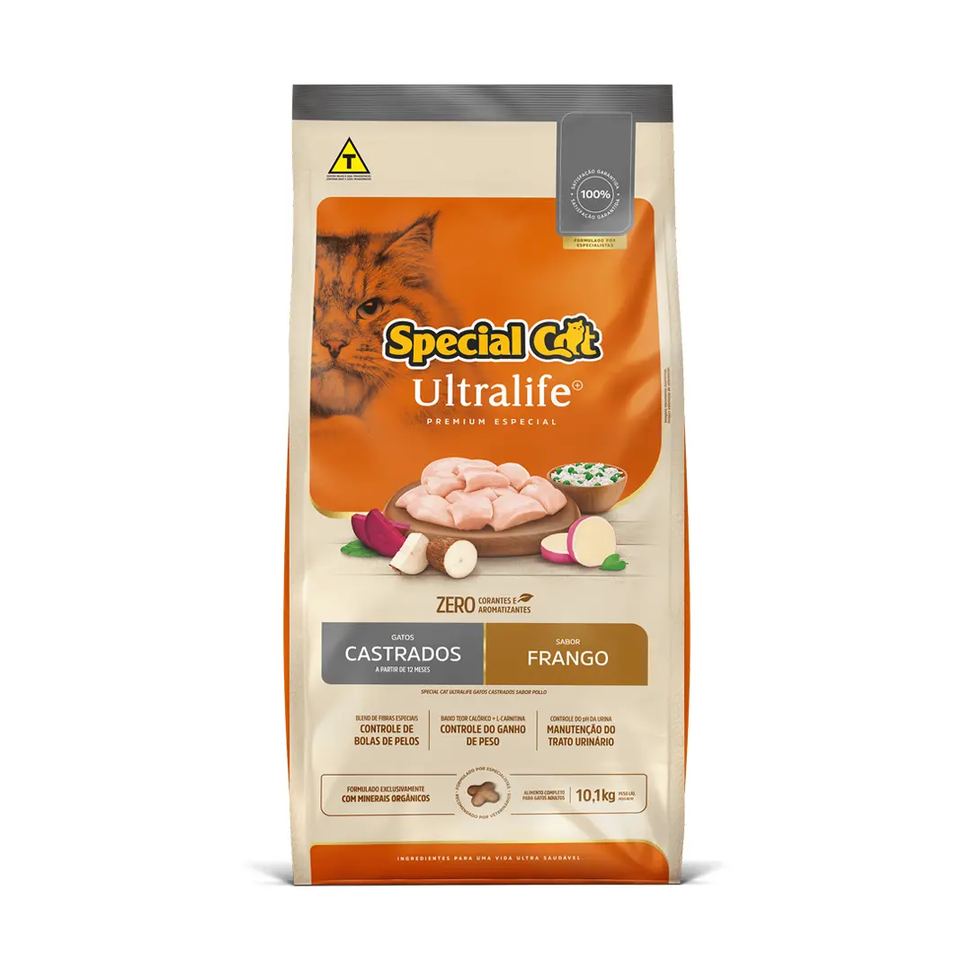 Ração Special Cat Ultralife para Gatos Castrados Sabor Frango 10,1Kg