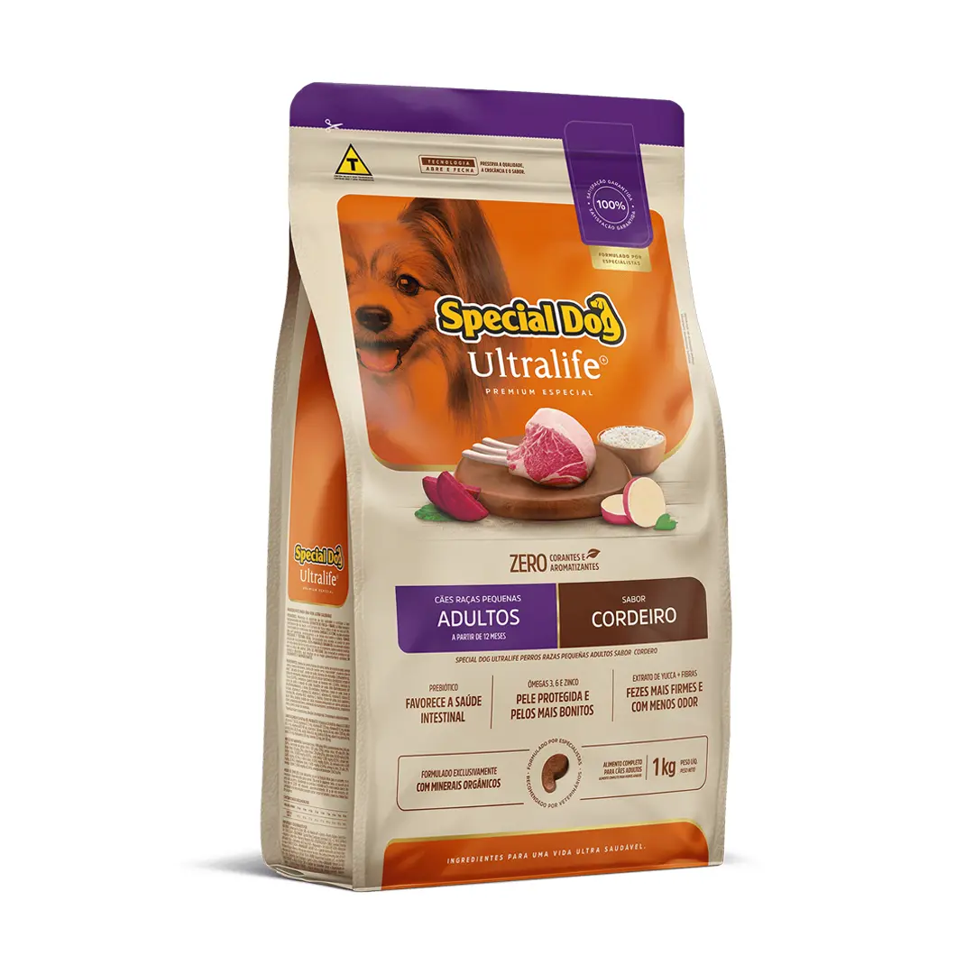 Ração Special Dog Ultralife para Cães Adultos de Raças Pequenas Sabor Cordeiro 1Kg