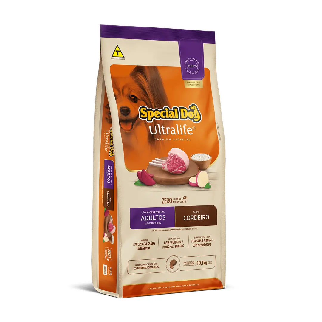 Ração Special Dog Ultralife para Cães Adultos de Raças Pequenas Sabor Cordeiro 10,1Kg