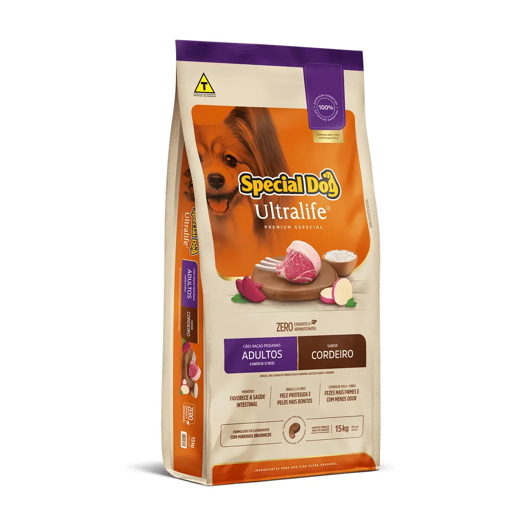 Ração Special Dog Ultralife para Cães Adultos de Raças Pequenas Sabor Cordeiro 15Kg