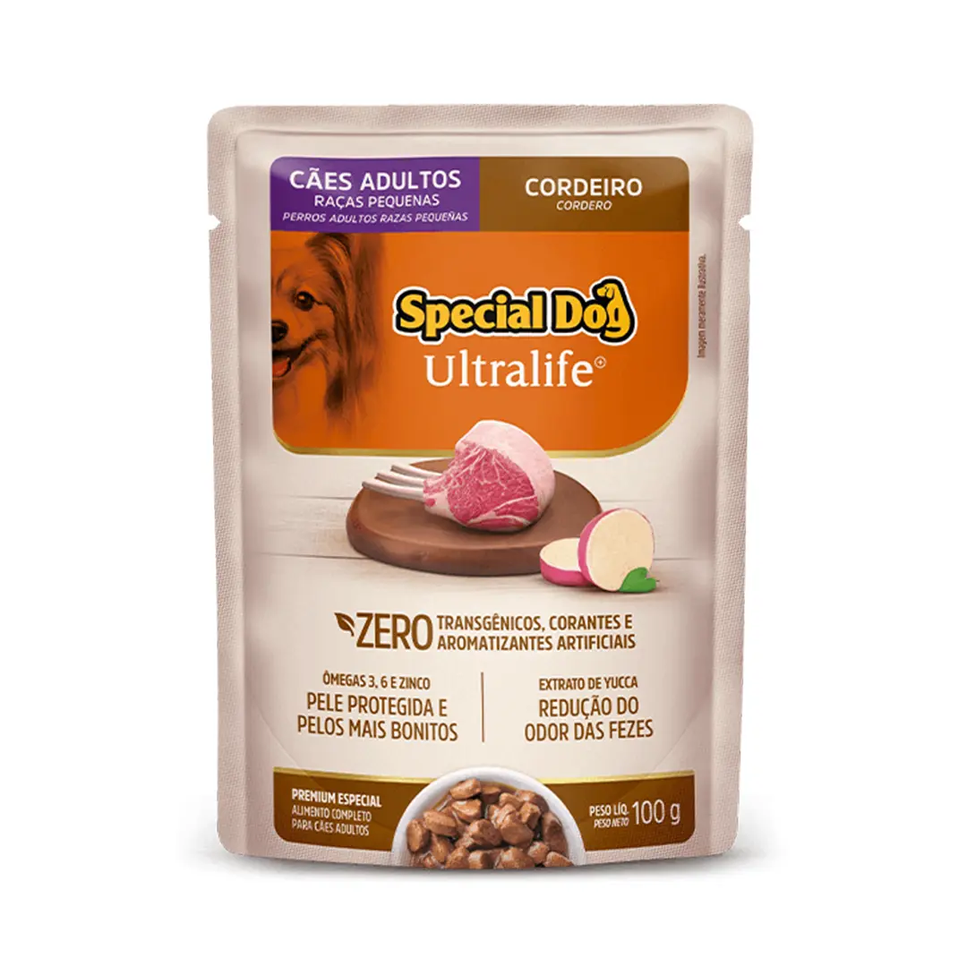 Ração Úmida Special Dog Ultra Life Sachê para Adultos de Raças Pequenas Sabor Cordeiro com Batata Doce 100g