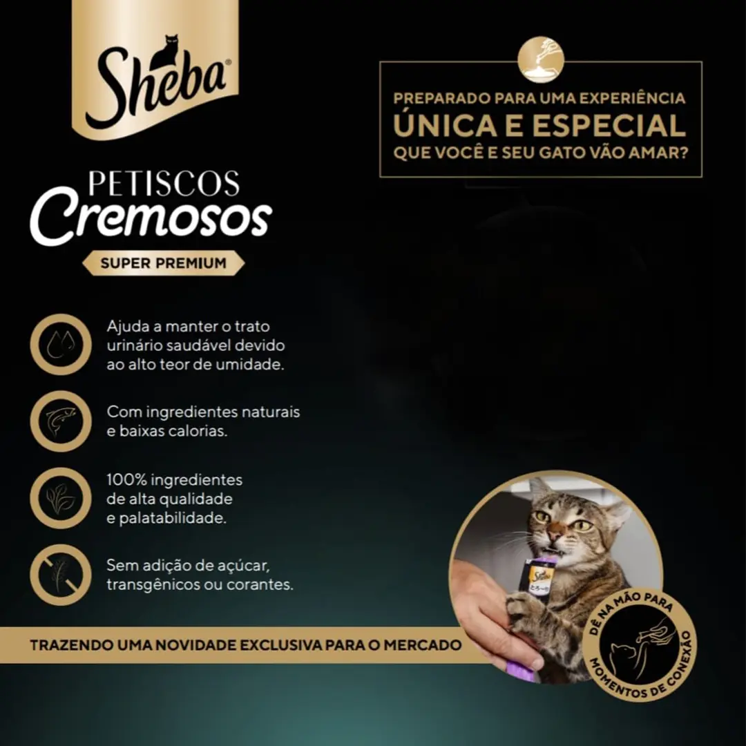 Petisco Cremoso Sheba para Gatos Adultos Sabor Frango e Salmão 12g 2 Unidades