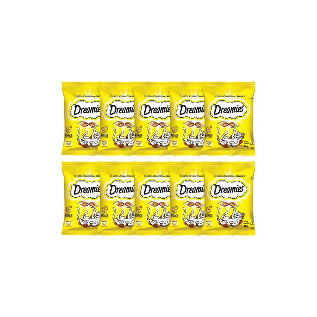 10x Petiscos Dreamies para Gatos Sabor Queijo 40g