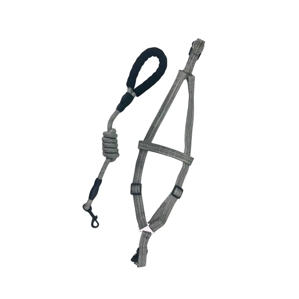 Peitoral Nylon Cinza com Guia Corda 1,2cmx1,2m para Cães GR222121 Pet Next