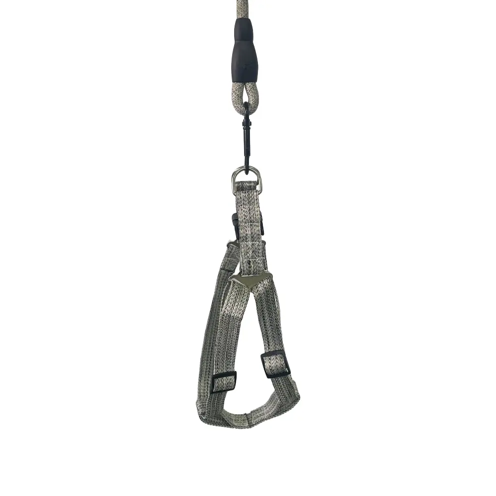 Peitoral Nylon Cinza com Guia Corda 1,2cmx1,2m para Cães GR222121 Pet Next