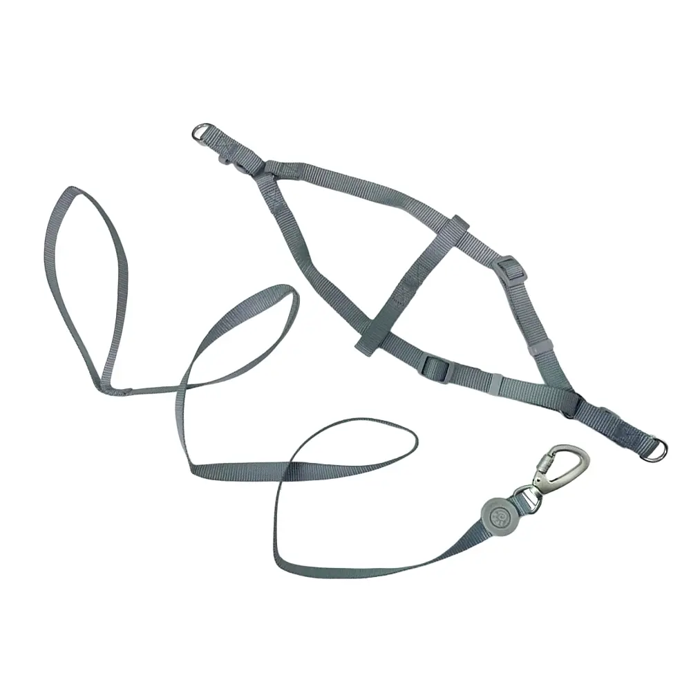 Peitoral com Guia Liso Cinza 1,5cm para Cães GR223881 Pet Next