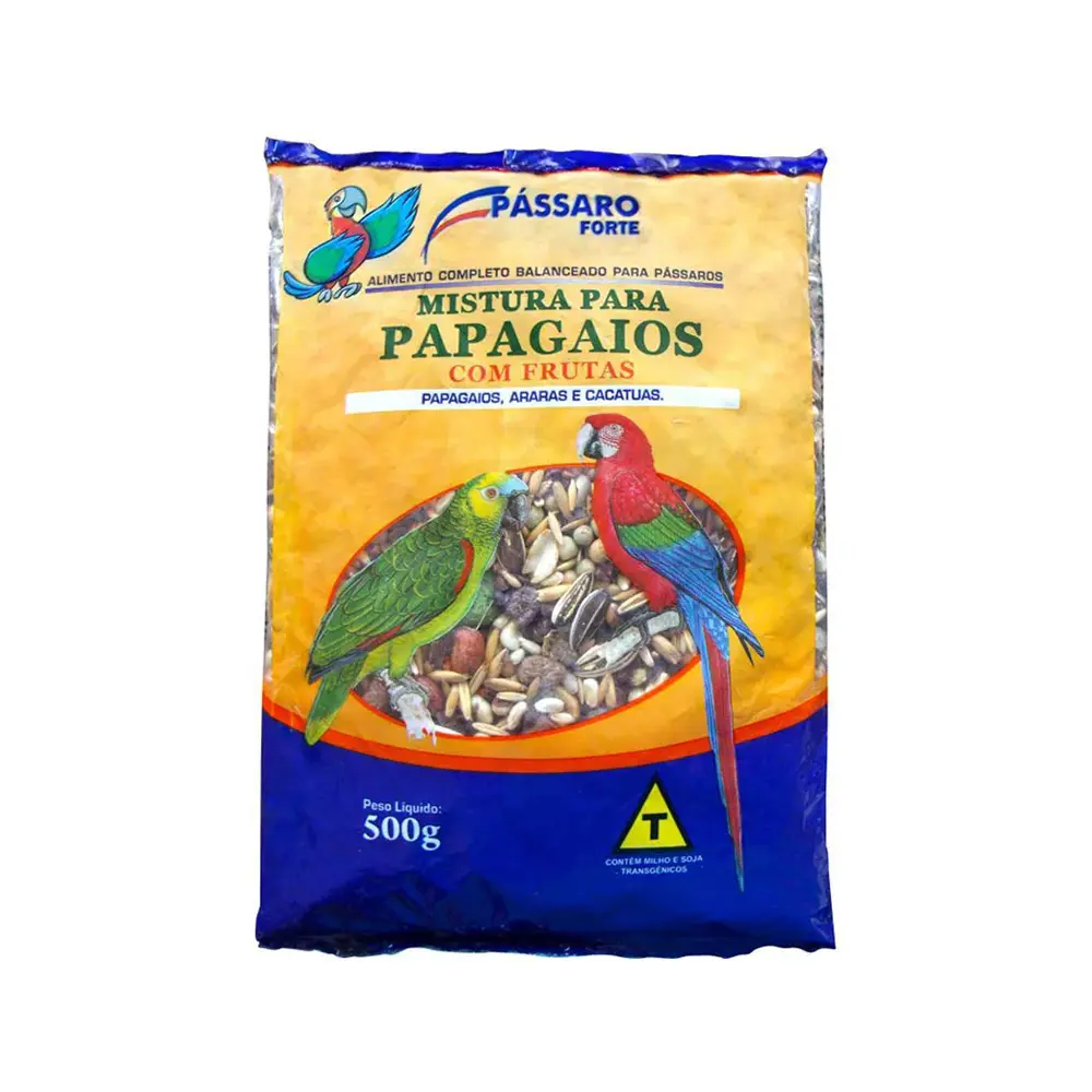 Ração Pássaro Forte Mistura para Papagaios com Frutas 500g 6UN
